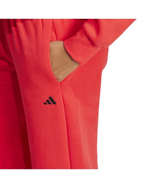 Adidas Red Open Hem Fleece Joggers
