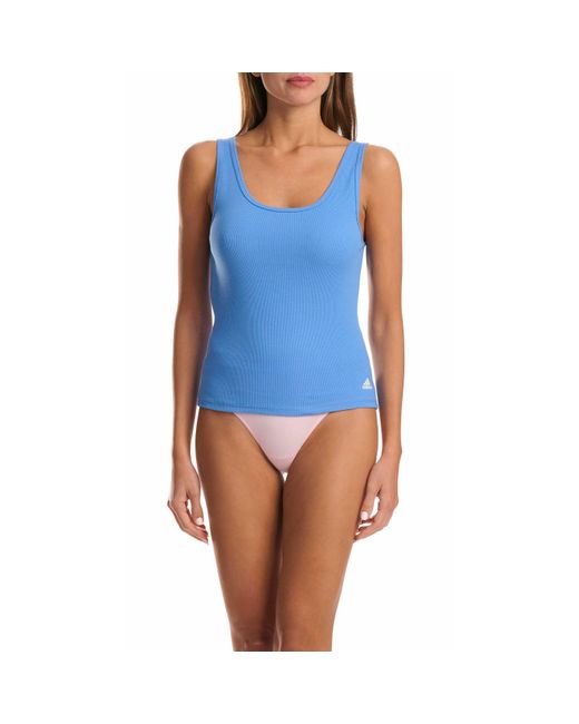Adidas Blue Active Flex Ribbed Tank Top
