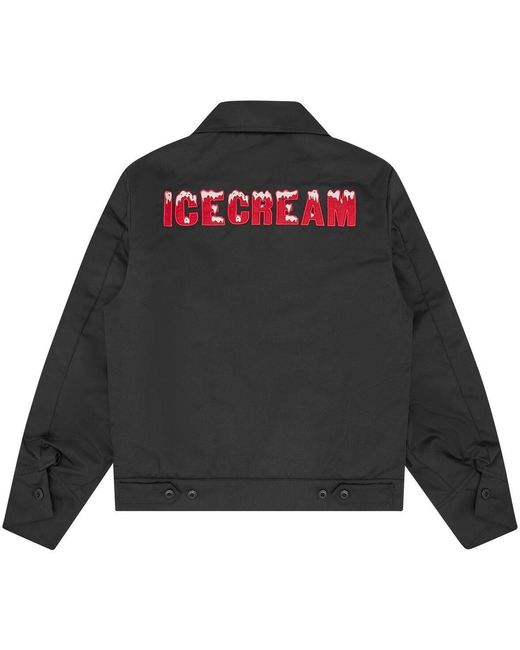 ICECREAM Black Work Harrington Jacket for men