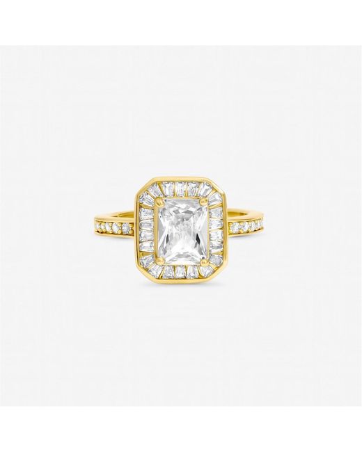 Jon Richard Metallic Plated Emerald Cut Cubic Zirconia Ring