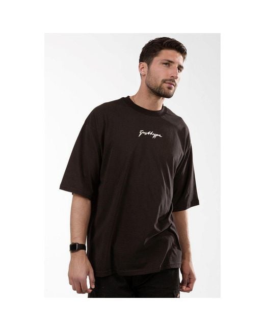 Hype Black Oversized Regular Fit T-Shirt for men