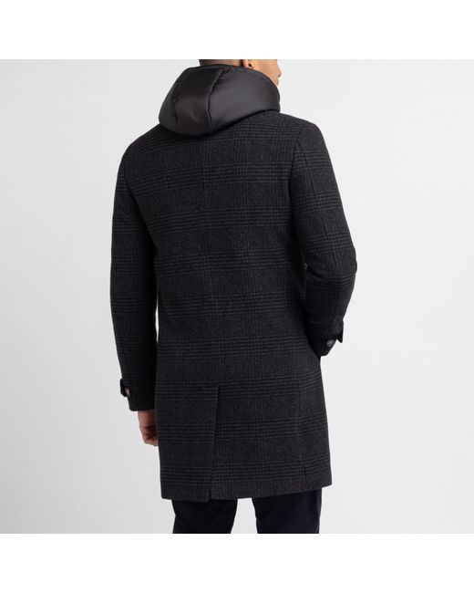 Eden Park Black Dark Prince Of Wales Pattern Wool Coat for men
