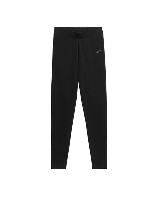 4F Black Cotton Mix Leggings