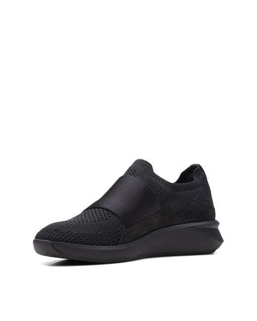 Clarks Black Textile Slip On Trainers