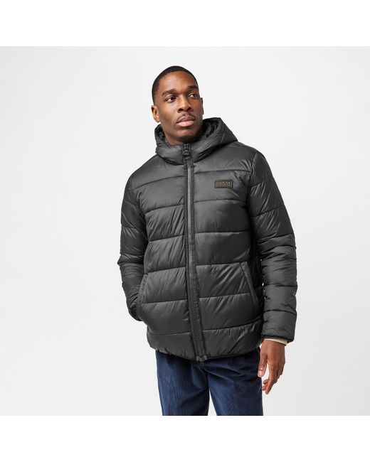 Barbour Black Bobber Quilted Fixed Hood Short Puffer Jacket for men