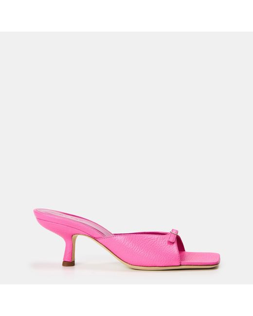 By Far Pink Leather Stiletto Court Shoes