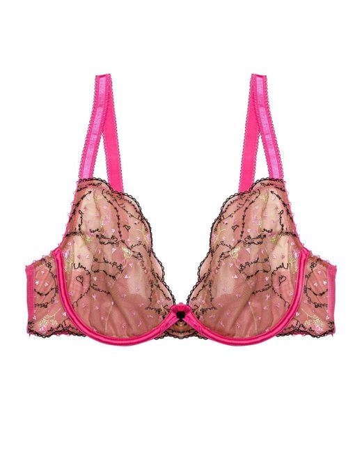 Playful Promises Pink Spank Me & Nude Embroidery Plunge Bra