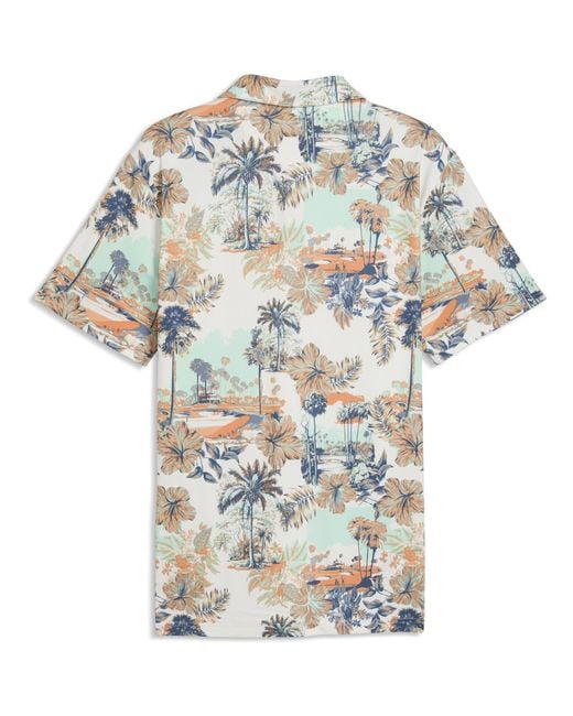 PUMA Blue Cloudspun Palm Short Sleeve Performance Polo Shirt for men