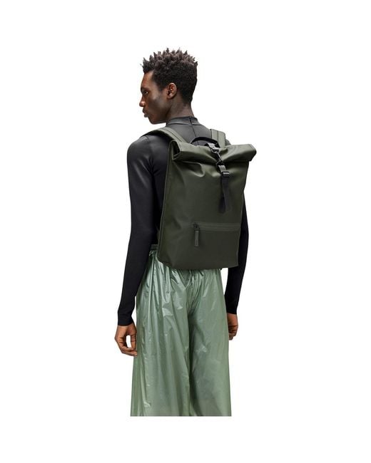 Rains Green Rolltop Rucksack