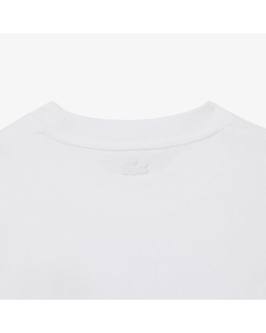 Lacoste White Floral Print Cotton T-Shirt