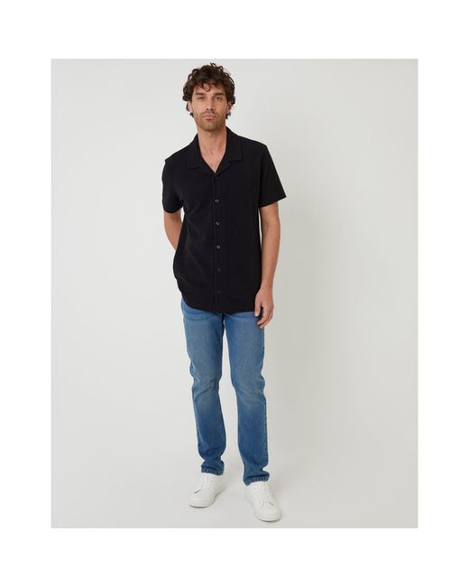 Threadbare Black Embley Short-Sleeve Patterned Shirt for men