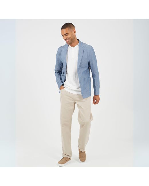 Brave Soul Blue Light Chambray Blazer With Pockets for men