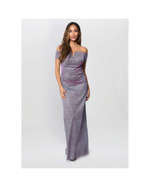 Gina Bacconi Purple Katie Off Shoulder Maxi Dress