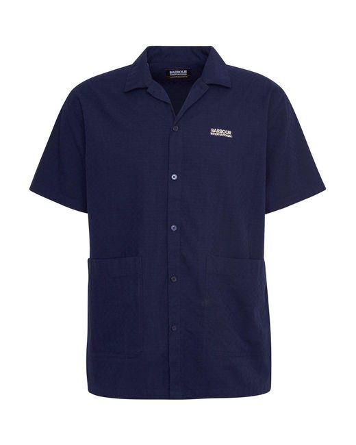 Barbour Blue Twill Short Sleeve Shirt for men