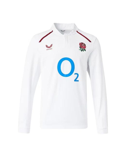 Castore White England Rugby 2026 Classic Long Sleeve Shirt for men
