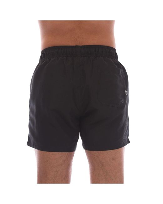 EA7 Black Logo Tape Swim Shorts for men