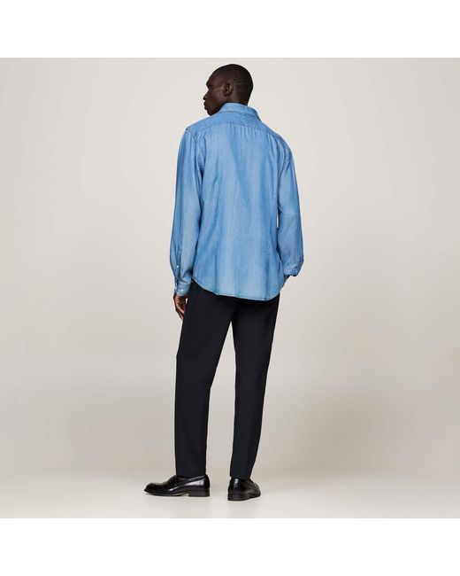 Tommy Hilfiger Blue Smart Casual Slim-Fit Shirt for men