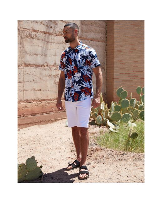 Threadbare Blue Patterned Short Sleeve Shirt for men