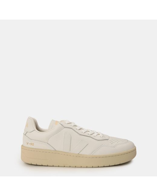Veja Natural Bastle Leather Court Trainers