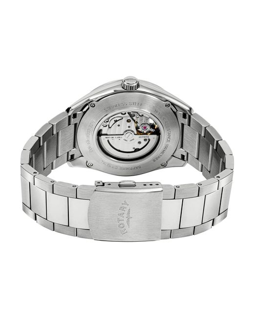 Rotary Metallic Seamatic Eclipse Ss Bracelet Watch for men
