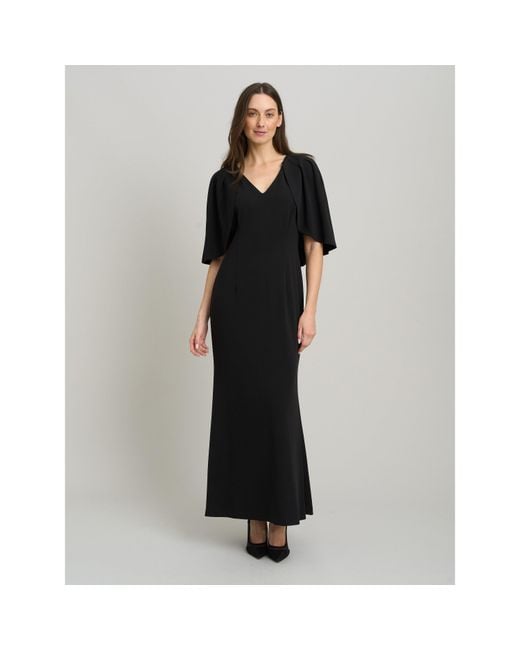 Gina Bacconi Black Francine Cape Sleeve Maxi Dress