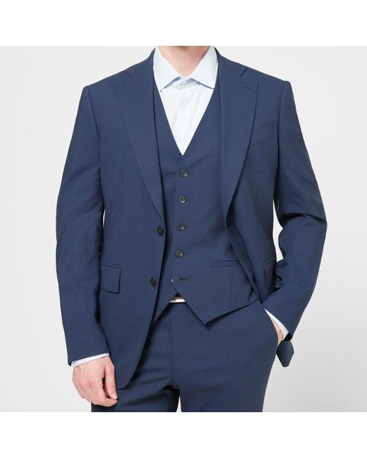 Richard James Blue Wilder Tailored Fit Wool Waistcoat for men