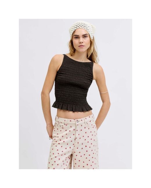 JJXX Black Smock Peplum Top