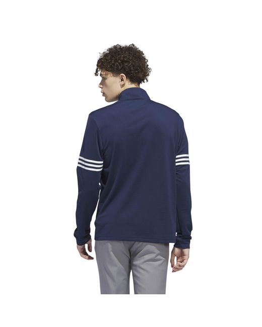 Adidas Blue 3 Stripe Zip Top for men
