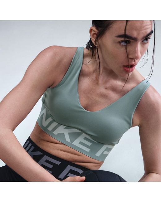 Nike Gray Indy Plunge Non Wired Medium Impact Sports Bra