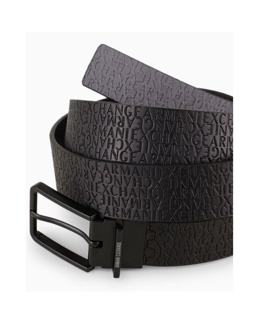 ARMANI EXCHANGE Black Tongue Leather Belt for men