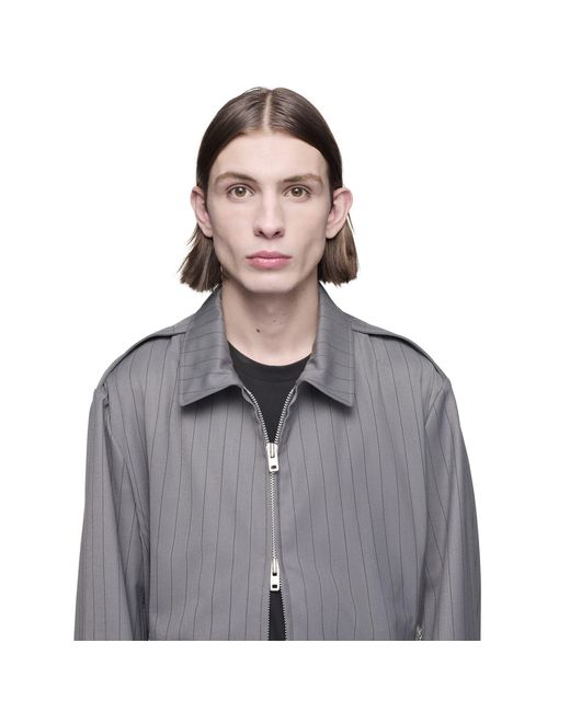 Y-3 Gray Full Zip Stripe Harrington Jacket for men