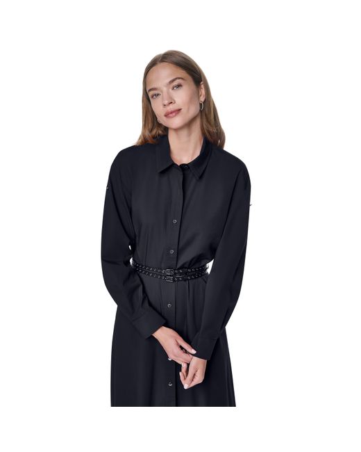 DKNY Black Belt Pop Shirt Dress