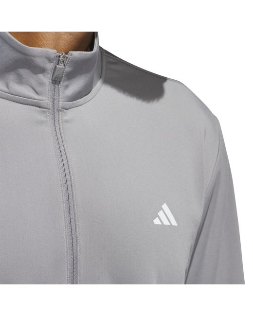 Adidas Gray 3 Stripe Zip Top for men