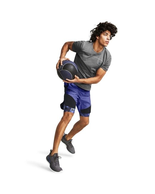 Under Armour Blue Elite Hybrid Performance Gym Shorts for men