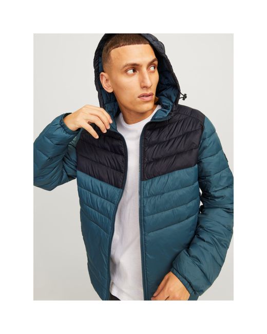 Jack & Jones Blue Quilted Puffer Jacket for men