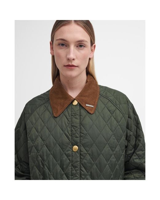 Barbour Green Liddesdale 30Th Anniversary Diamond Quilted Oversized Quilted Jacket