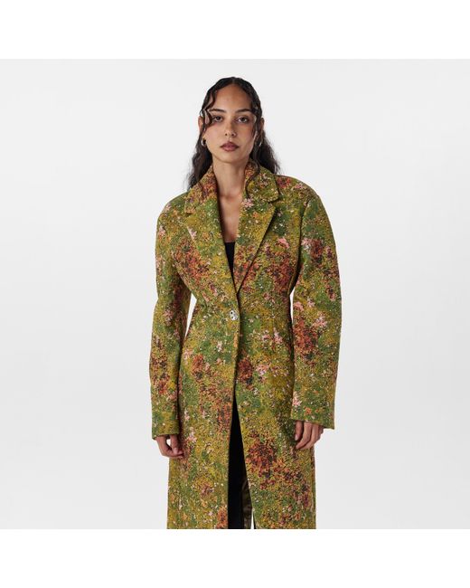 Off-White c/o Virgil Abloh Green Diagonal Stripe Overcoat