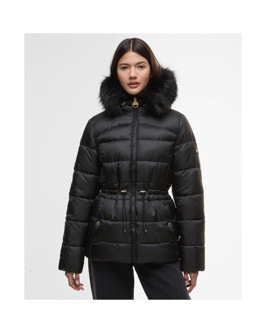 Barbour Black Cher Detachable Hood Long Sleeve Medium Puffer Jacket