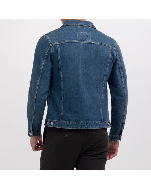 Eden Park Blue Denim Cotton Button Front Patch Pocket Jacket for men