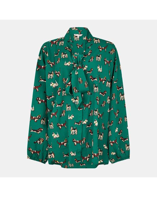 Yumi' Green Dog Blouse