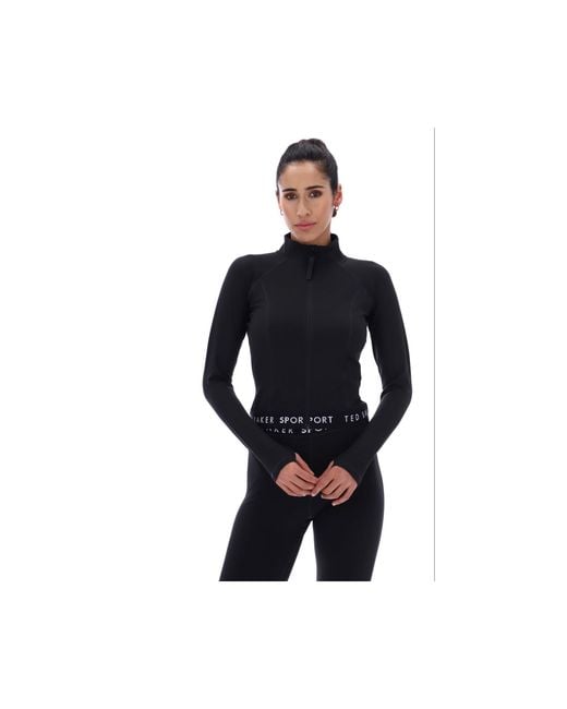 Ted Baker Black Marie Essentials Cropped Zip Up Jacket