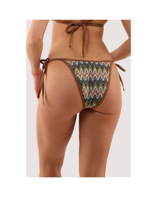 Wolf & Whistle Brown Jara Knitted Chevron Tie Side Bikini Brief