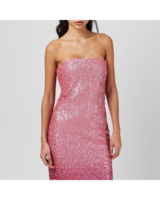LoveShackFancy Red Stasia Sequined Ombré Maxi Dress