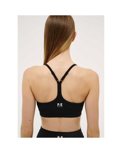 P.E Nation Black Signature Moisture Wicking Medium Impact Sports Bra