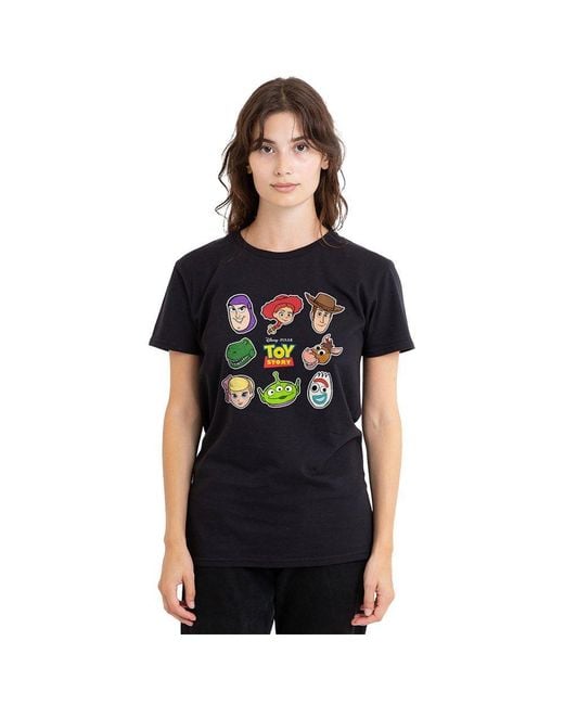 Disney Black Toy Story Character Face Cutouts T Shirt