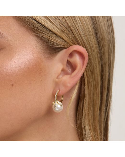 Jon Richard Metallic Plated Crystal Leaf & Pearl Earrings