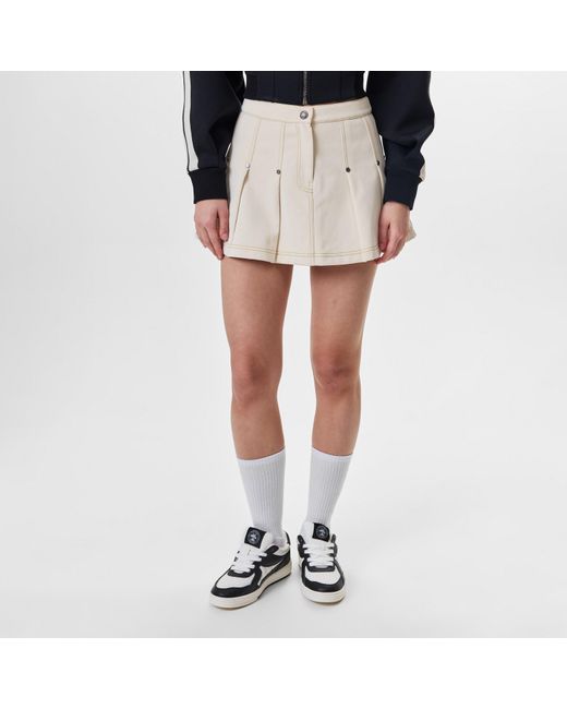 Palm Angels Natural Pleated Mini Skirts