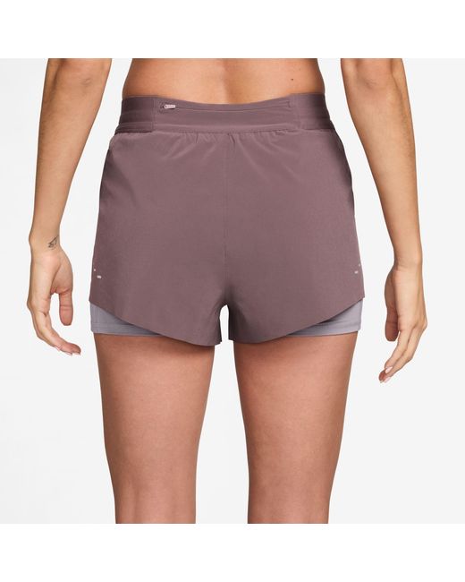 Nike Purple Dri-Fit Swift Mid-Rise 3 2-In-1 Shorts