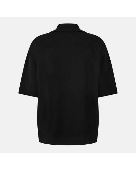 AMI Black Knitted Short-Sleeve Polo Shirt for men