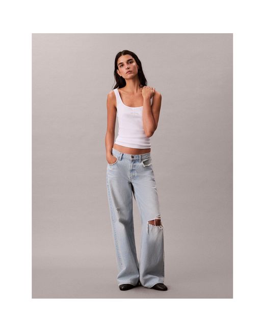 Calvin Klein White Ckj Mono Scoop Vest